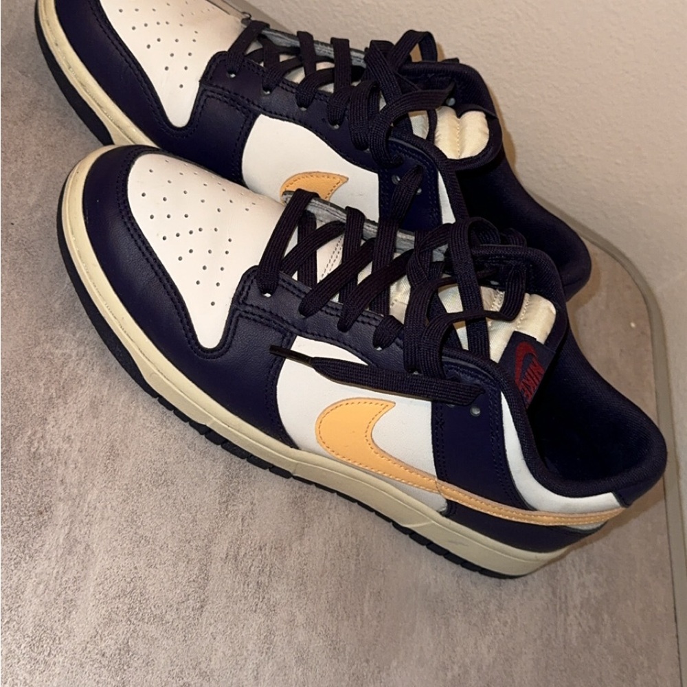 Blue and Cream Retro Sneakers with Padded Collar